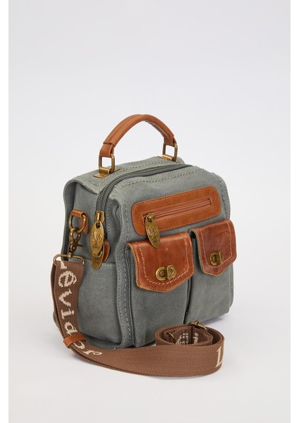 A.mavi Çift Gözlü Fermuarlı Omuz Çantası