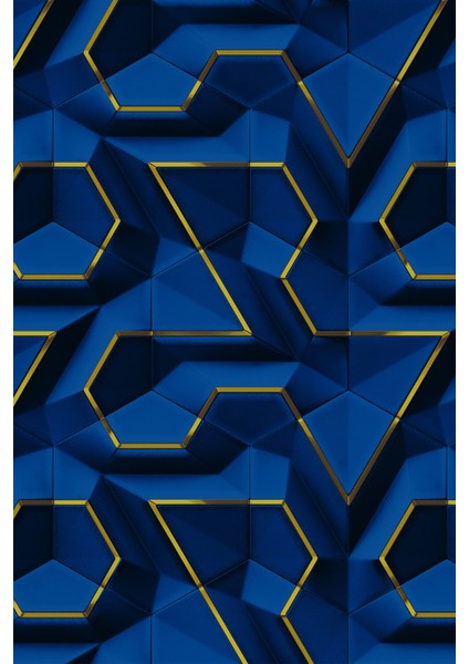 Derin Lacivert 3D Geometrik Desen Tek Parça Tekstil Duvar Kağıdı modelleri