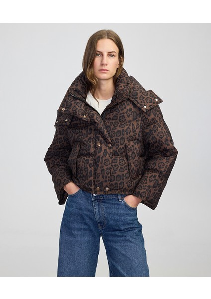 Leopar Desen Şişme Mont IW6250012095074