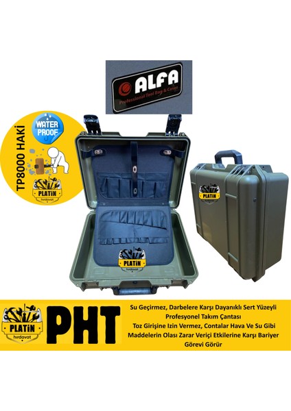 Takım TP-8000 Çantası Kırılmaz Su Geçirmez Haki Yeşil