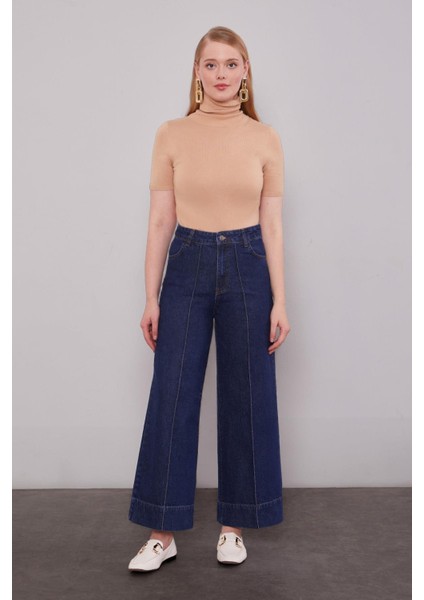 Mavi Nervür Dikişli Wideleg jean