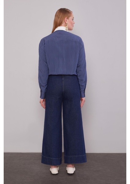Mavi Nervür Dikişli Wideleg jean
