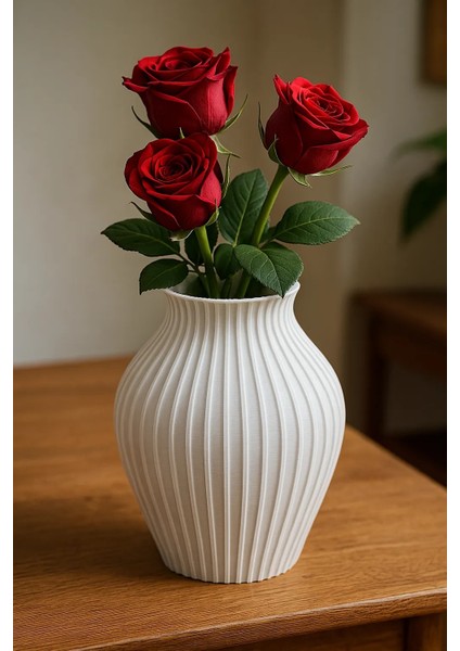 Iskandinav Tarzı Bohem 15 cm Açık Beyaz Dekoratif Vazo