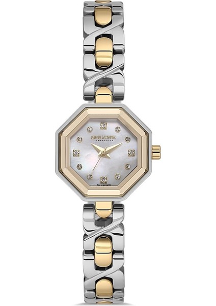 DK.1.AG1420.04 Taşlı Tasarım Çelik Kordon Çelik Kasa 5 Atm Suya Dayanıklı Metalik-Altın Renk Kadın Kol Saati