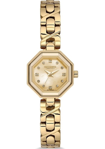 DK.1.AG1420.06 Taşlı Tasarım Çelik Kordon Çelik Kasa 5 Atm Suya Dayanıklı Altın Renk Kadın Kol Saati