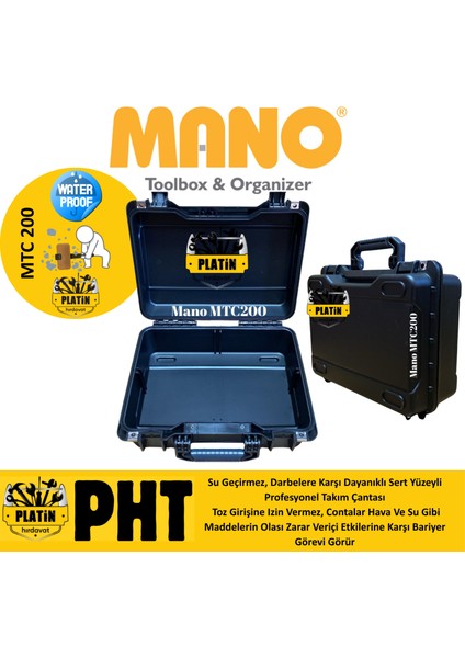 Mtc 200 Profesyonel Kırılmaz Takım Çantası, Polipropilen Siyah Renk