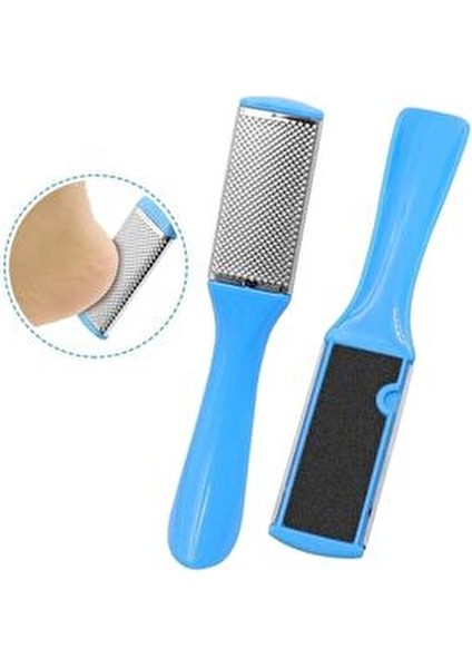 Pedikür Seti Paslanmaz Çelik Törpü ve Rendelerle 2'li Mavi Renk