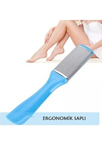 Pedikür Seti Paslanmaz Çelik Törpü ve Rendelerle 2'li Mavi Renk