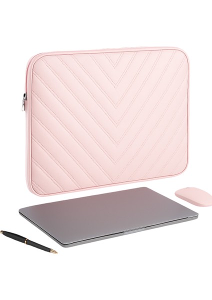 Notebook Laptop Macbook Çantası Suni Deri 15.6" Inç - 800-DÜZ Açık Pembe