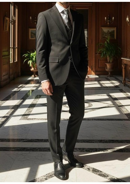 Modern Fit Kruvaze Siyah Takım Elbise fiyatları