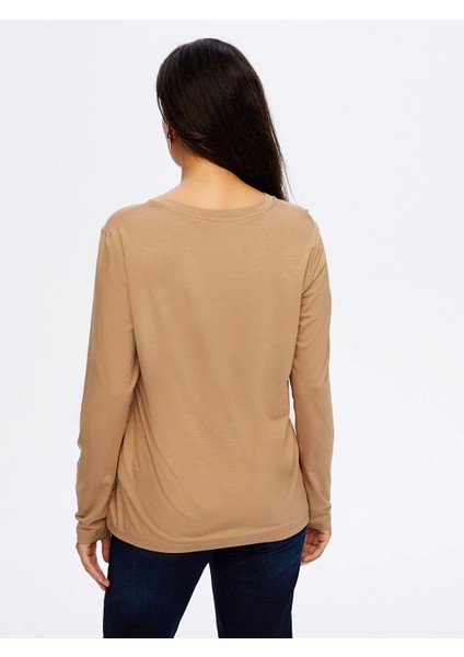 V Yaka Kadın Uzun Kol T-Shirt W26TSH003 fırsatları