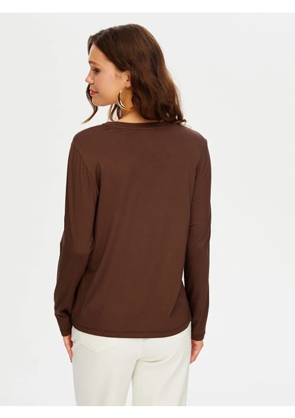 Yuvarlak Yaka Kadın Uzun Kol T-Shirt BW26TSH005 fırsatları