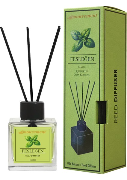 Taze Fesleğen 100 ml Bambu Çubuklu Oda Kokusu – Bitkisel ve Ferahlatıcı Bir Hava Katın