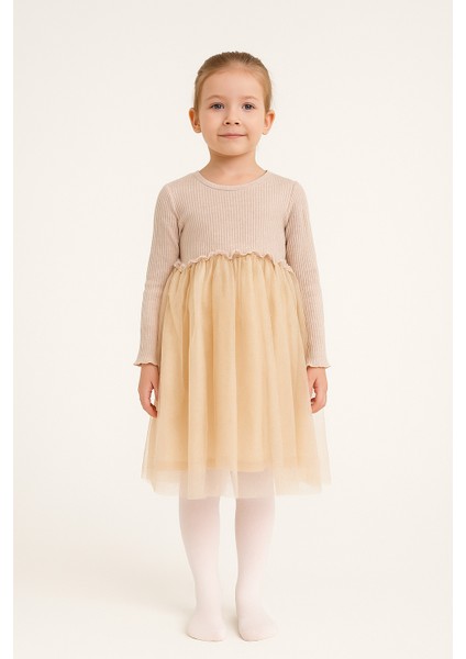 Kız Çocuk Tütü Elbise – Ribanalı Üst & Tül Etek