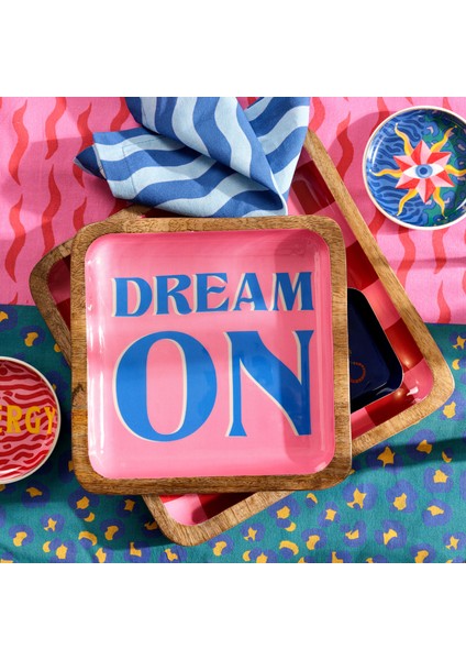 Lakrı Mango Ağacı Tepsi 20X20X3 cm Pembe