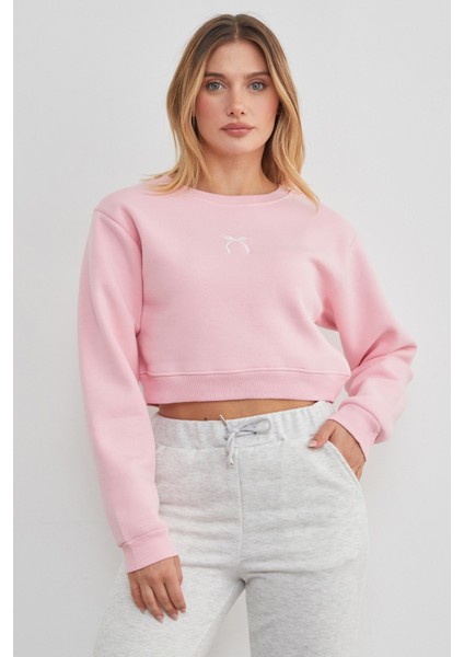 3 Iplik Fiyonk Nakışlı Crop Sweatshirt fiyatları