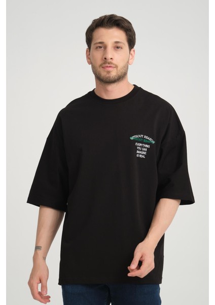 R-5817 Arka Peç Nakış Detaylı Süprem Tişört