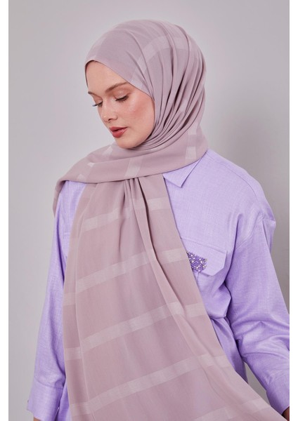 Lila Kendinden Çizgili Dream Şal