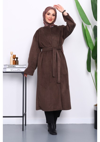 Kahverengi Kuşaklı Kaşe Kaban fiyatları