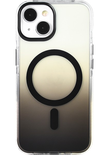 Apple iPhone 14 Kılıf M-Safe Şarj Özellikli Transparan Renk Geçişli Zore Toros Kapak Siyah fiyatları