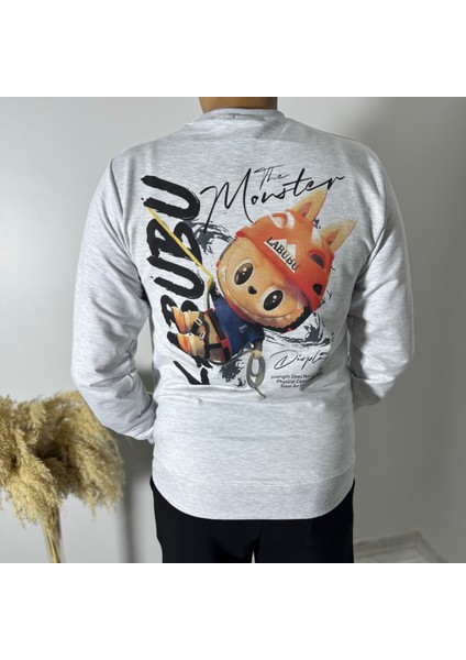 Labubu Sırt Baskı Bisiklet Yaka Sweatshirt modelleri