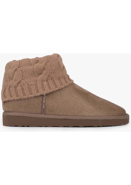 Kadın Uggia Vizon Süet Örgü Tozluk Detaylı Bot