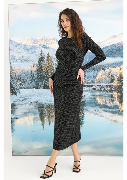 Monamise Desenli Uzun Kollu Elbise fırsatları