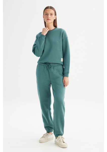 Regular Fit Normal Kesim Ribanalı Paça Yeşil Jogger Sweatpant modelleri