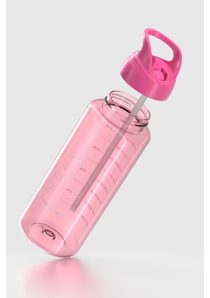 Moly Yazı Desenli 1000 ml Pipetli Tritan Matara 912139 Fuşya modelleri