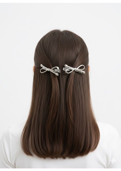 Kadın Fiyonklu Tokalar 4’lü Set - Gold & Gümüş Renk - Şık ve Zarif Saç Tokası modelleri