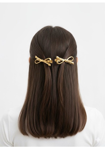 Kadın Fiyonklu Tokalar 4’lü Set - Gold & Gümüş Renk - Şık ve Zarif Saç Tokası fırsatları