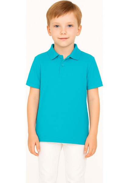 Çocuk Polo Yaka Tişört | Turkuaz | %100 Pamuk | Unisex | Okul & Günlük Kullanım fiyatları