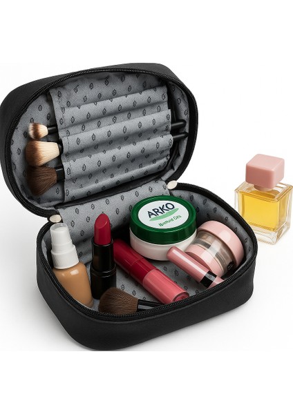 Captain Seyahat Makyaj Organizeri Çok Fonksiyonlu Kozmetik Çantası Kumaş - 200 Siyah fırsatları