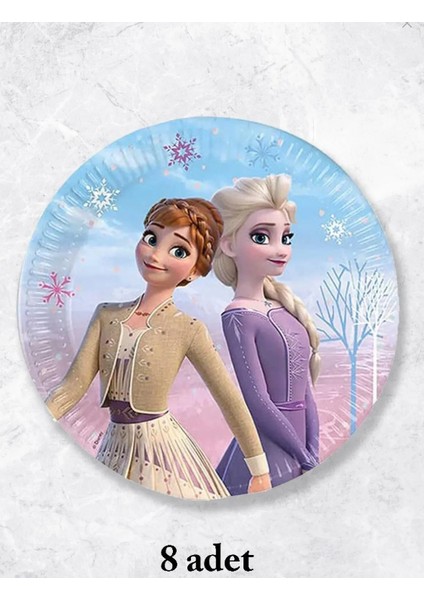 Frozen Temalı Doğum Günü Tabağı - 8’li Set Elsa/anna