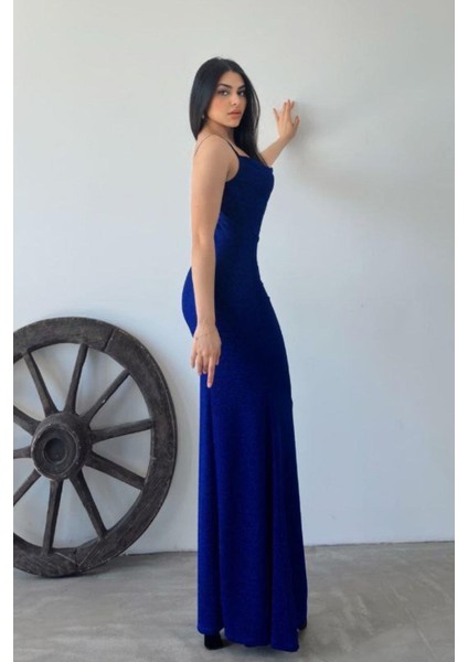 Askılı Sırt Kare Yaka Flower Kumaş Elbise Saks 582926 fırsatları