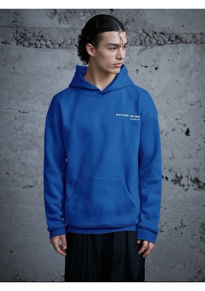 Unisex Never Mind Baskılı Oversize Sweatshirt