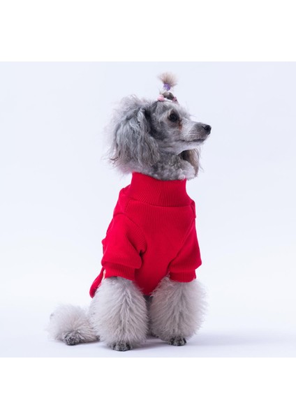 Kırmızı Wow Nakışlı Esnek Kedi Köpek Sweat- Kedi Köpek Kıyafeti indirimleri