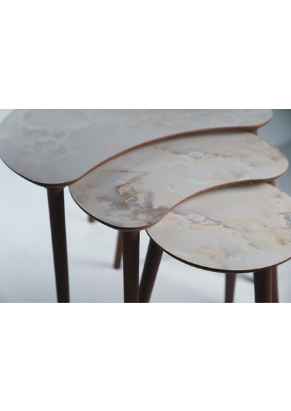 Berlin 3'lü Zigon Sehpa %100 Mdf Gri Mermer