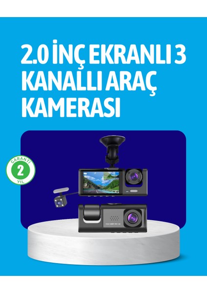 Wizard 3 Kameralı Araç Içi Kayıt Cihazı Suya ve Toza Dalı Tasarım