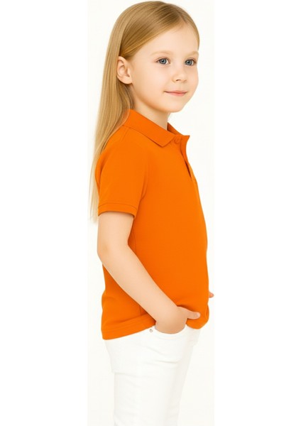 Çocuk Polo Yaka Tişört | Turuncu | %100 Pamuk | Unisex | Okul & Günlük Kullanım modelleri