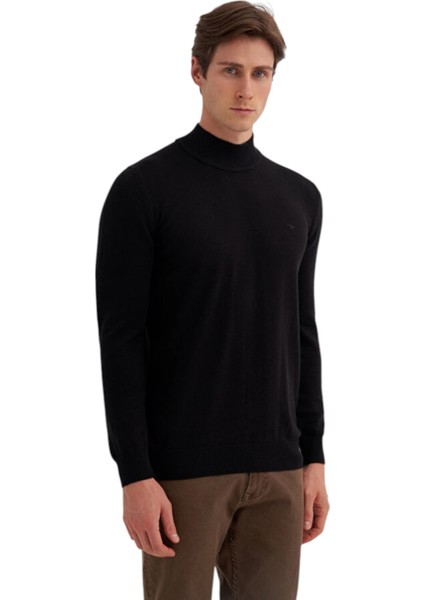 Slim Fit Pamuk Kumaş Basic Yarım Balıkçı Kazak