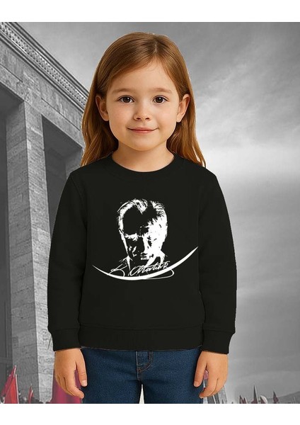 Unisex Ay Yıldızlı 19 Mayıs 29 Ekim 23 Nisan 10 Kasım Atatürk Çocuk 3 Iplik Şardonlu Sweatshirt