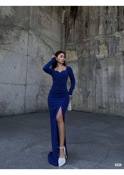 Davina Yırtmaç Detaylı Abiye 583035 Saks modelleri