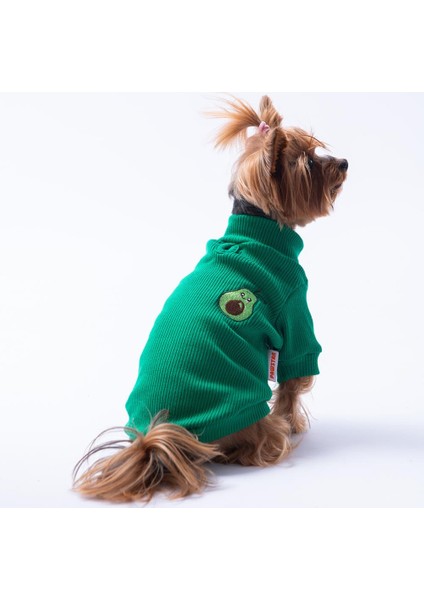Yeşil Avocado Avokado Nakışlı Esnek Kedi Köpek Sweat- Kedi Köpek Kıyafeti