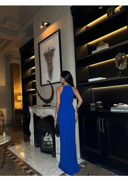 Scuba Krep Kumaş Elbise Saks 583176 fırsatları