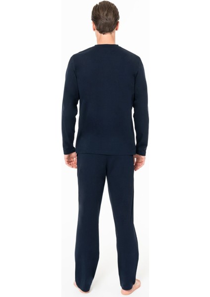 Erkek Düğmeli Yaka Uzun Kollu Pijama Takımı S26959 Cepli fırsatları