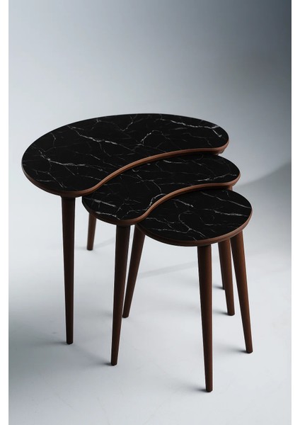 Berlin 3'lü Zigon Sehpa %100 Mdf Siyah Mermer fiyatları