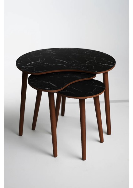 Berlin 3'lü Zigon Sehpa %100 Mdf Siyah Mermer modelleri