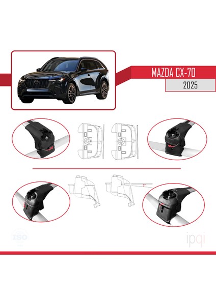 Mazda Cx-70 2025 ve Sonrası ile Uyumlu Ace-2 Ara Atkı Tavan Barı Gri 2 Adet fırsatları