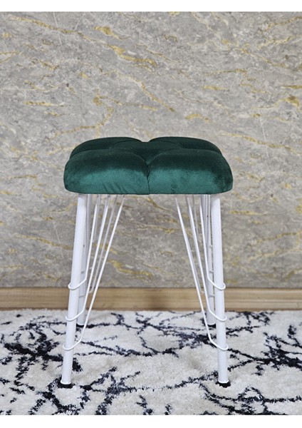 Kare Beyaz Boyalı Telli Ayaklı Tabure - Oturak - Bar Taburesi - Ayaklı Tabure Yeşil Renk 33 x 48 Boyut/ebat fiyatları